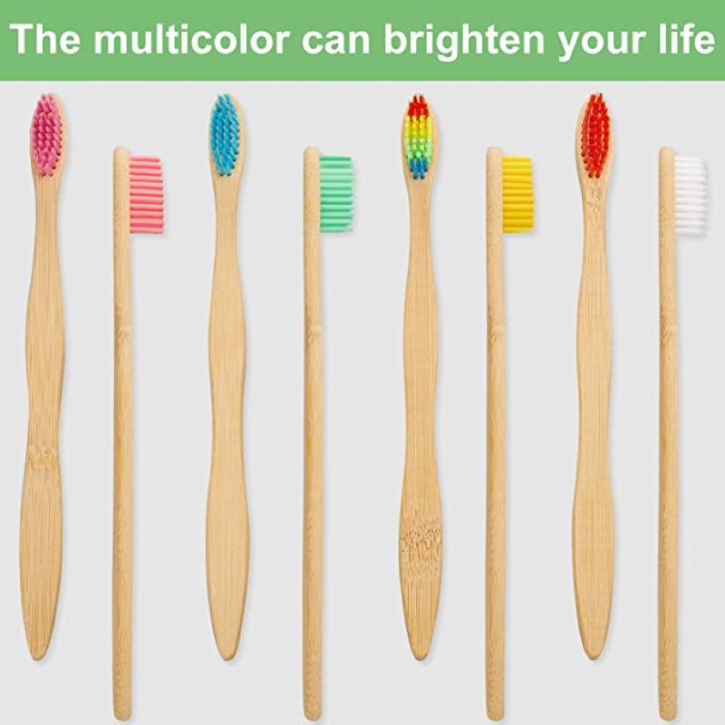 Teeth Whitening Logo - 50/100PCS Colorful Natural Bamboo Toothbrush Set